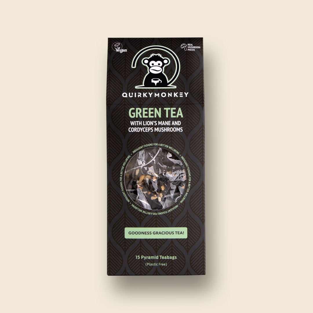 Green Tea with Lion's Mane & Cordyceps Mushroom -15 x Pyramid Teabags (Goodness Gracious Tea!)