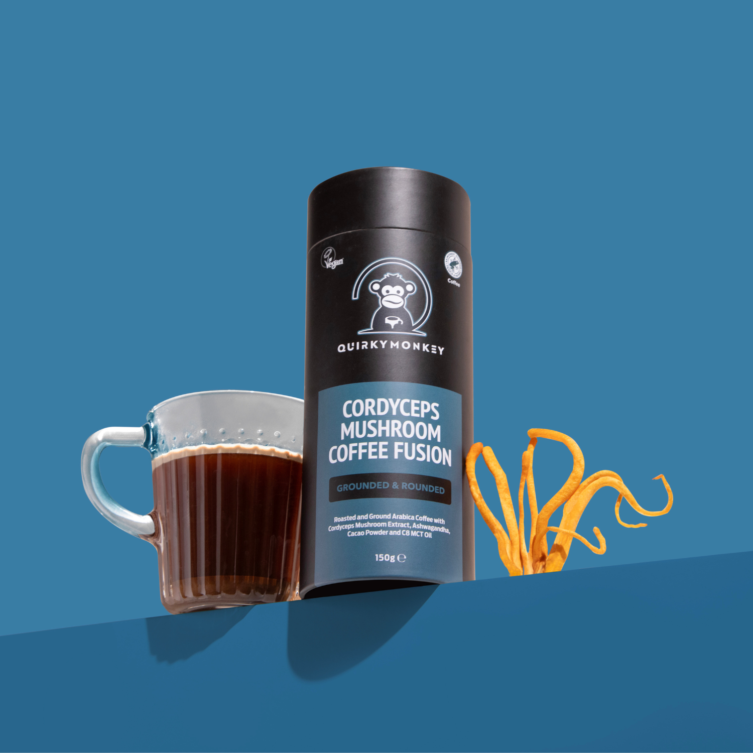 Quirky Monkey Cordyceps Mushroom Coffee Fusion (Grounded & Rounded) 150g