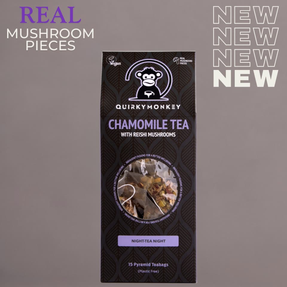 Quirky Monkey Chamomile Tea with Reishi Mushroom ( Night-Tea Night) 15 x Pyramid Teabags