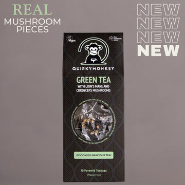 Quirky Monkey Green Tea with Lion’s Mane & Cordyceps Mushroom ( Goodness Gracious Tea!) 15 x Pyramid Teabags