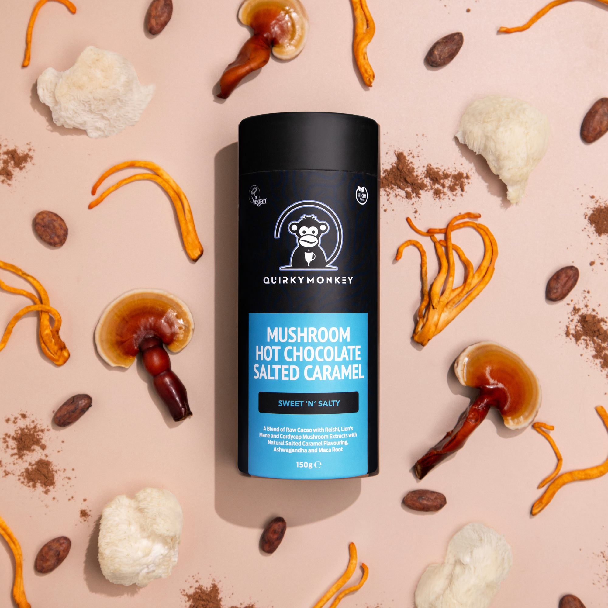 Quirky Monkey Salted Caramel Mushroom Hot Chocolate (Sweet ‘N’ Salty) 150g